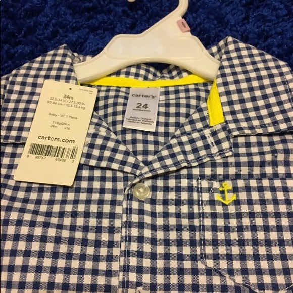 2 Carter’s Plaid Rompers - Picture 3 of 6